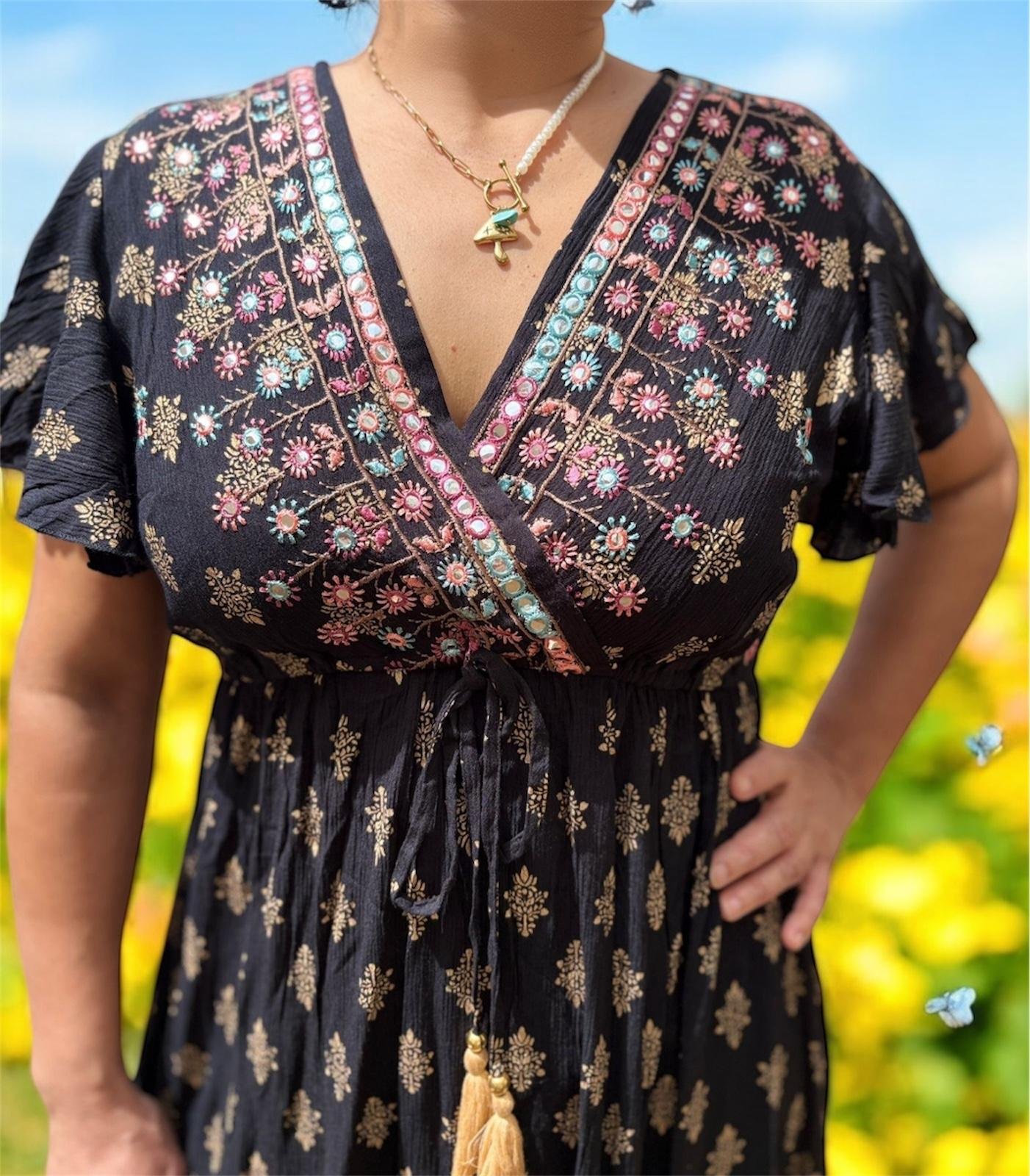Vestido Casual Bordado Elegante